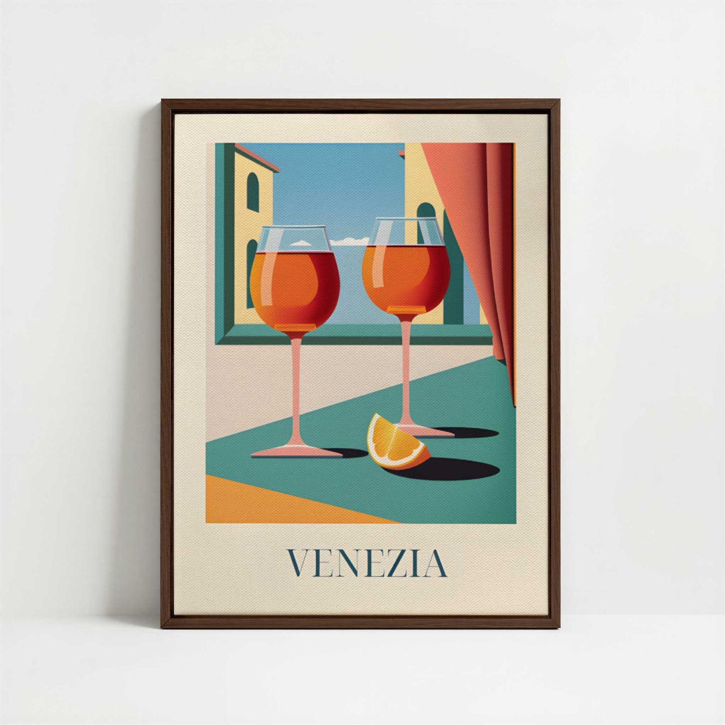 Framed Canvas - Framed canvas in dark wood color frame
