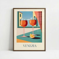 Aperol Spritz from Venice, Italy - Art Print - Art print in dark wood frame