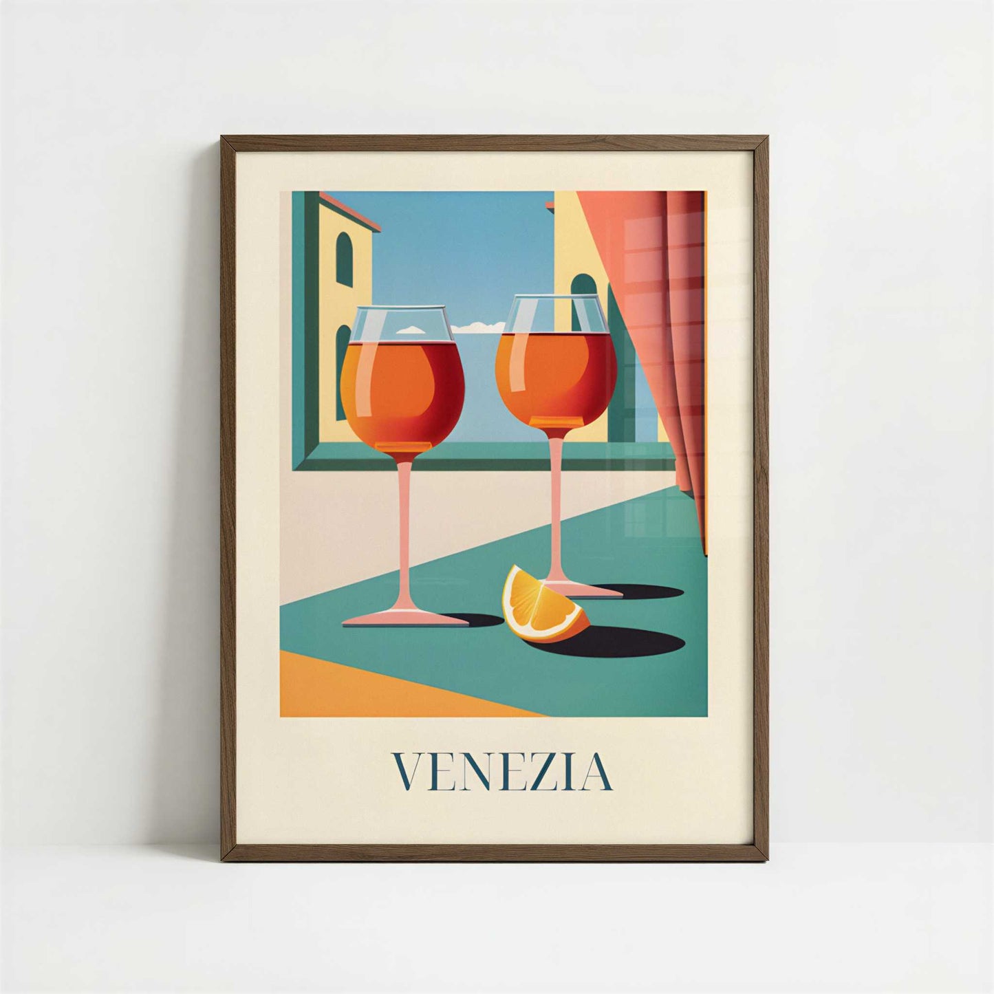 Aperol Spritz from Venice, Italy - Art Print - Art print in dark wood frame
