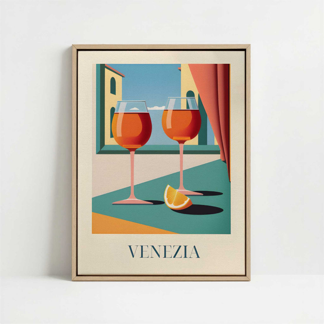 Framed Canvas - Framed canvas in oak color frame