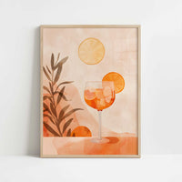 Aperol Spritz in Bohemian Style - Art Print - Art print in oak frame