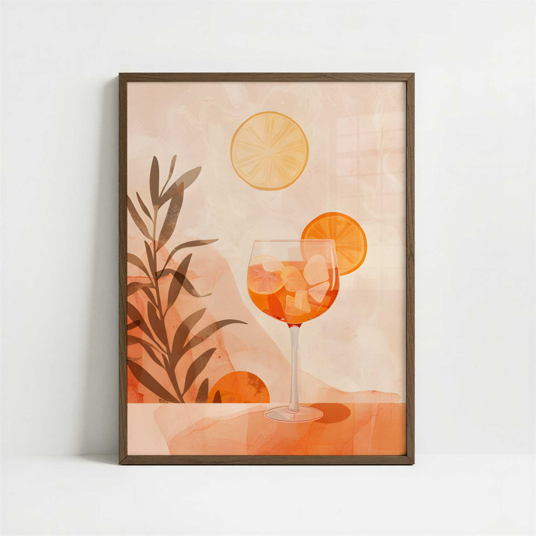 Aperol Spritz in Bohemian Style - Art Print - Art print in dark wood frame