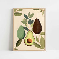 Avocado in Bohemian Style - Art Print - Art print in oak frame