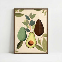 Avocado in Bohemian Style - Art Print - Art print in dark wood frame