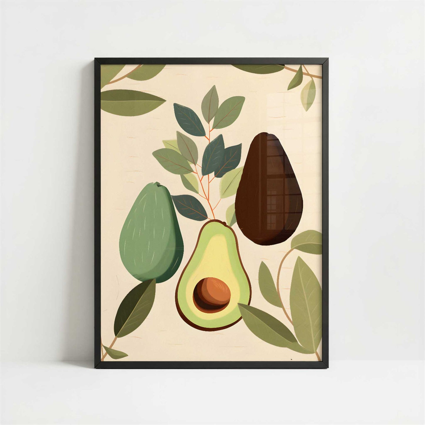 Avocado in Bohemian Style - Art Print - Art print in black frame