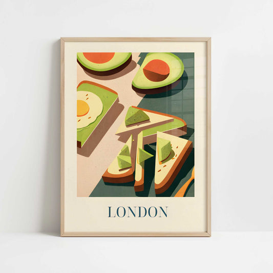 Avocado Toast from London, England - Art Print - Art print in oak frame