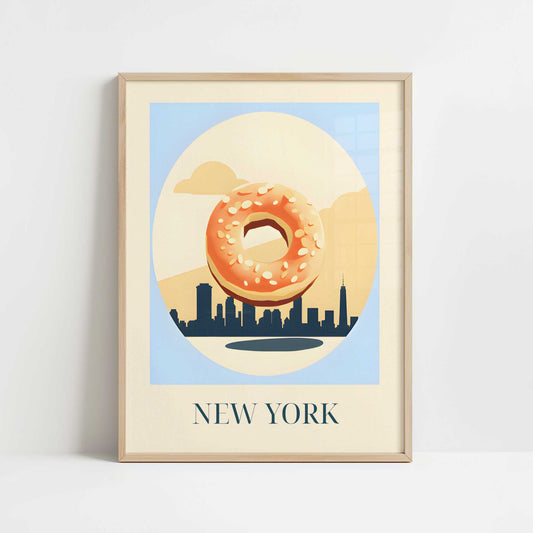 Bagels from New York, United States - Art Print - Art print in oak frame