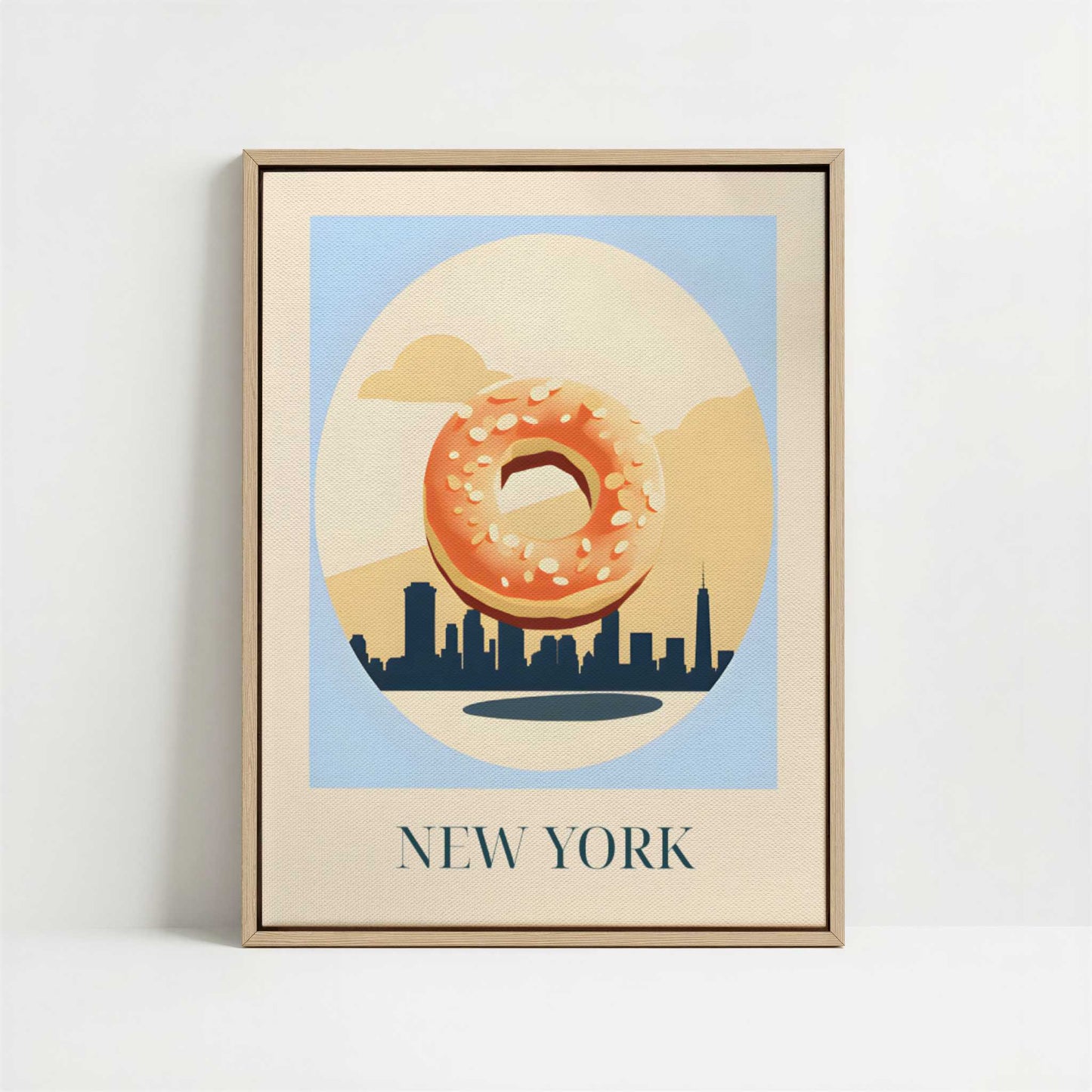 Framed Canvas - Framed canvas in oak color frame