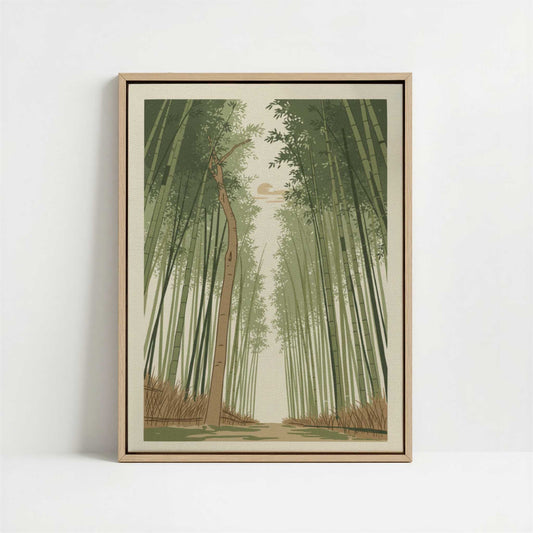 Framed Canvas - Framed canvas in oak color frame