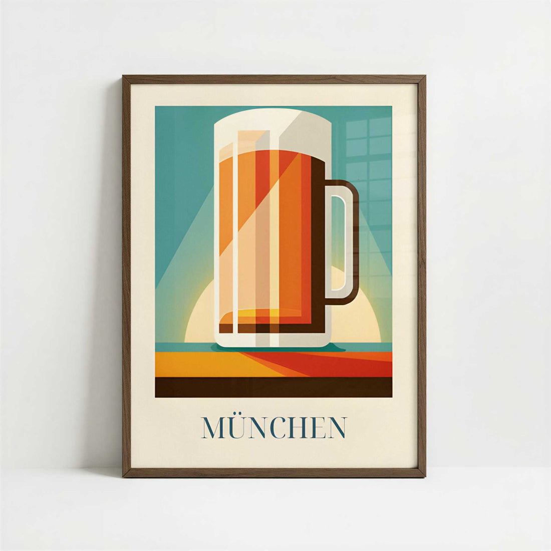 Beer from Munich, Germany - Art Print - Art print in dark wood frame