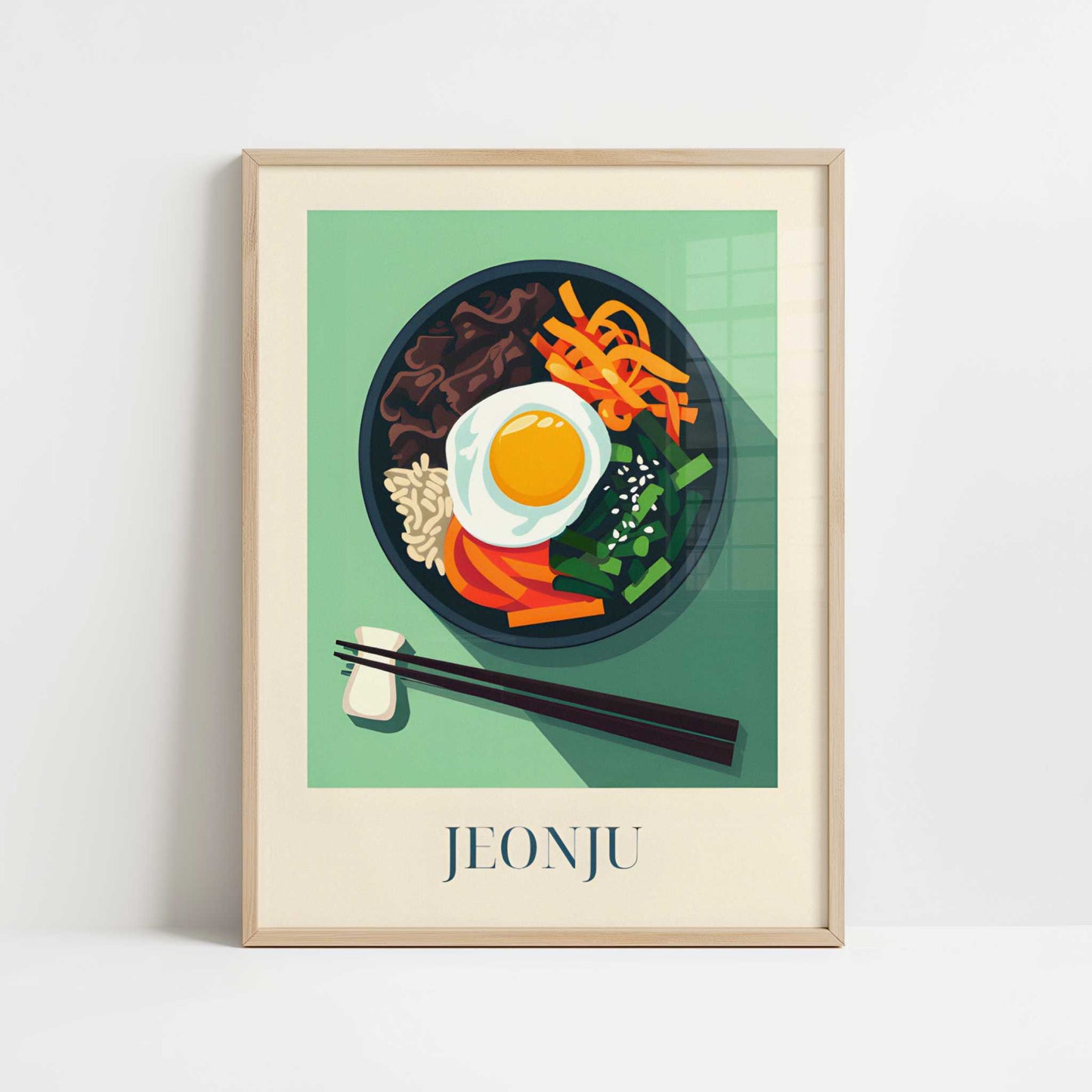 Bibimbap from Jeonju, Korea - Art Print - Art print in oak frame