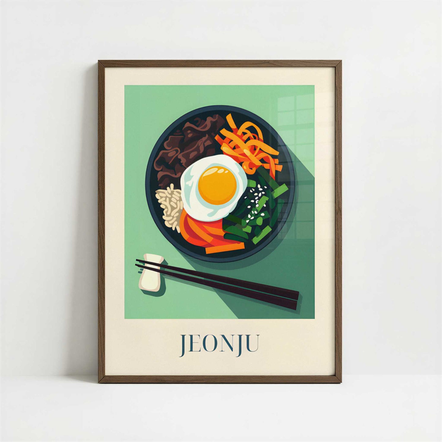 Bibimbap from Jeonju, Korea - Art Print - Art print in dark wood frame