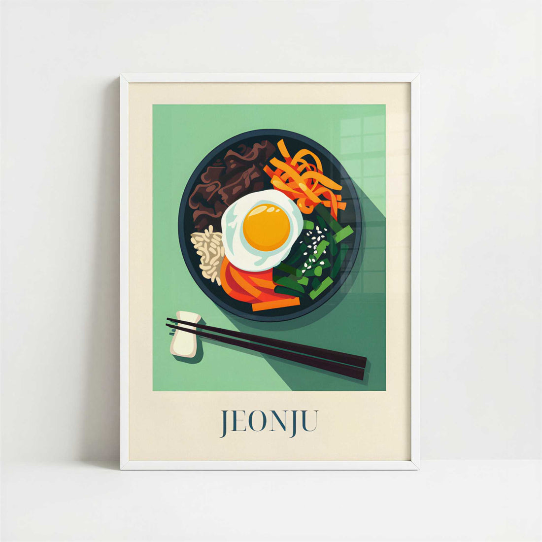 Bibimbap from Jeonju, Korea - Art Print - Art print in white frame