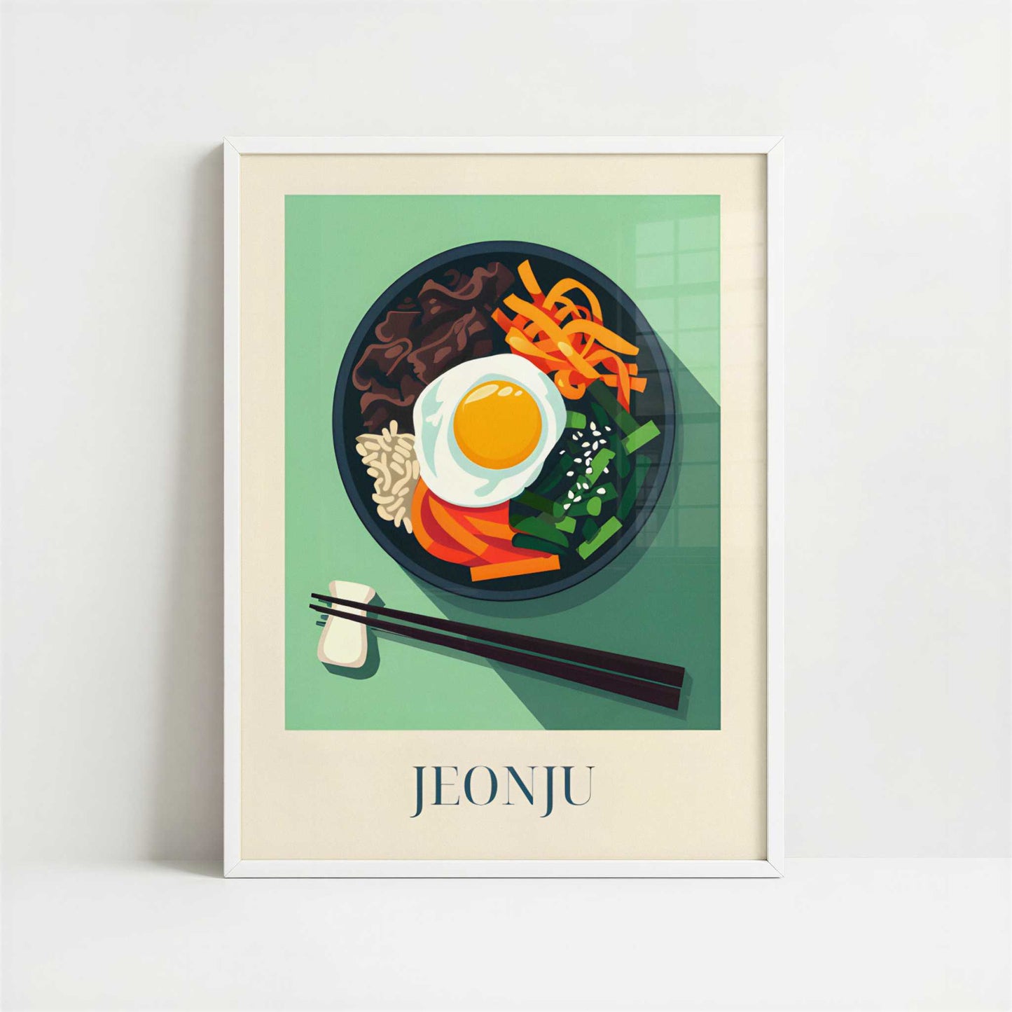 Bibimbap from Jeonju, Korea - Art Print - Art print in white frame