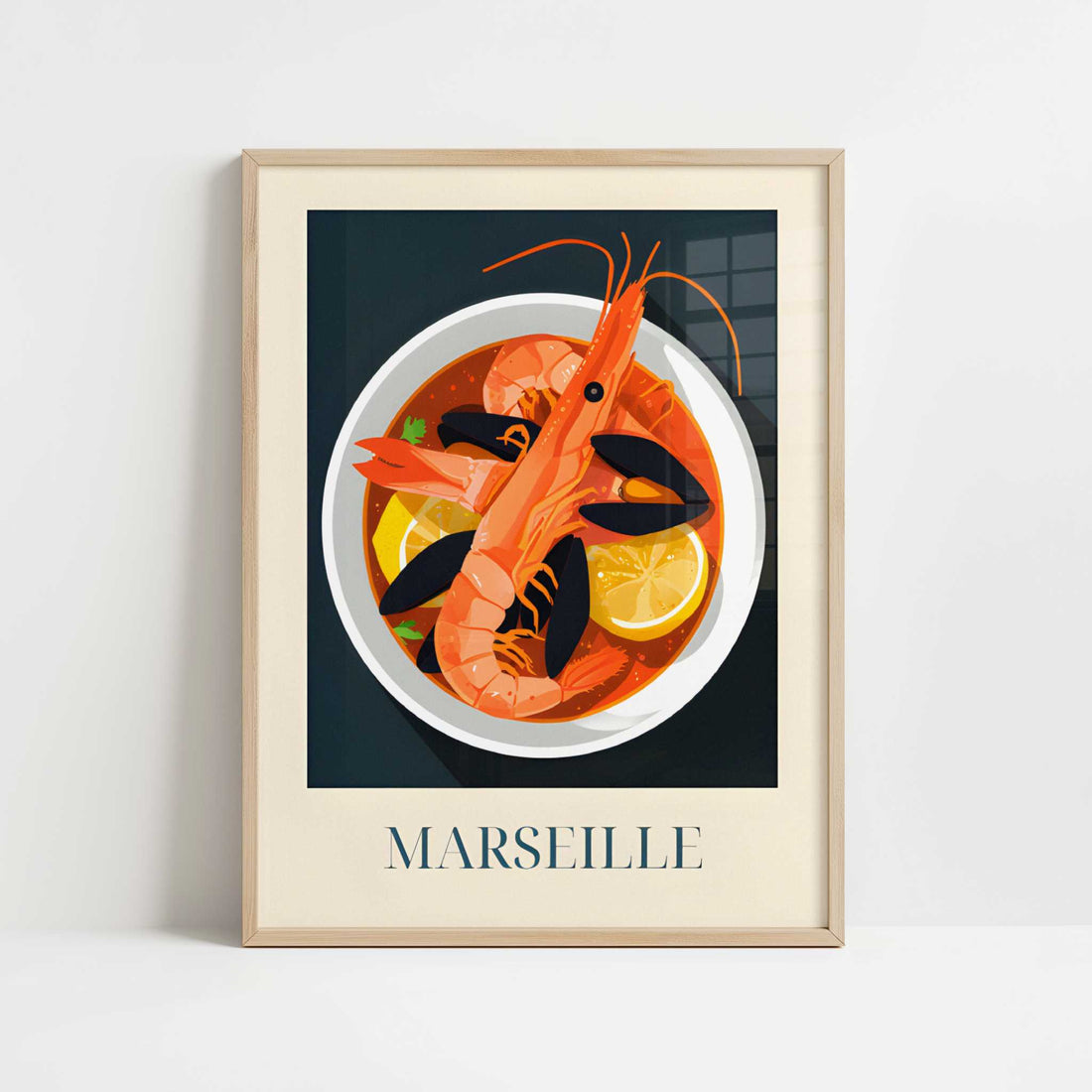 Bouillabaisse soup from Marseille, France - Art Print - Art print in oak frame