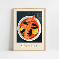 Bouillabaisse soup from Marseille, France - Art Print - Art print in oak frame