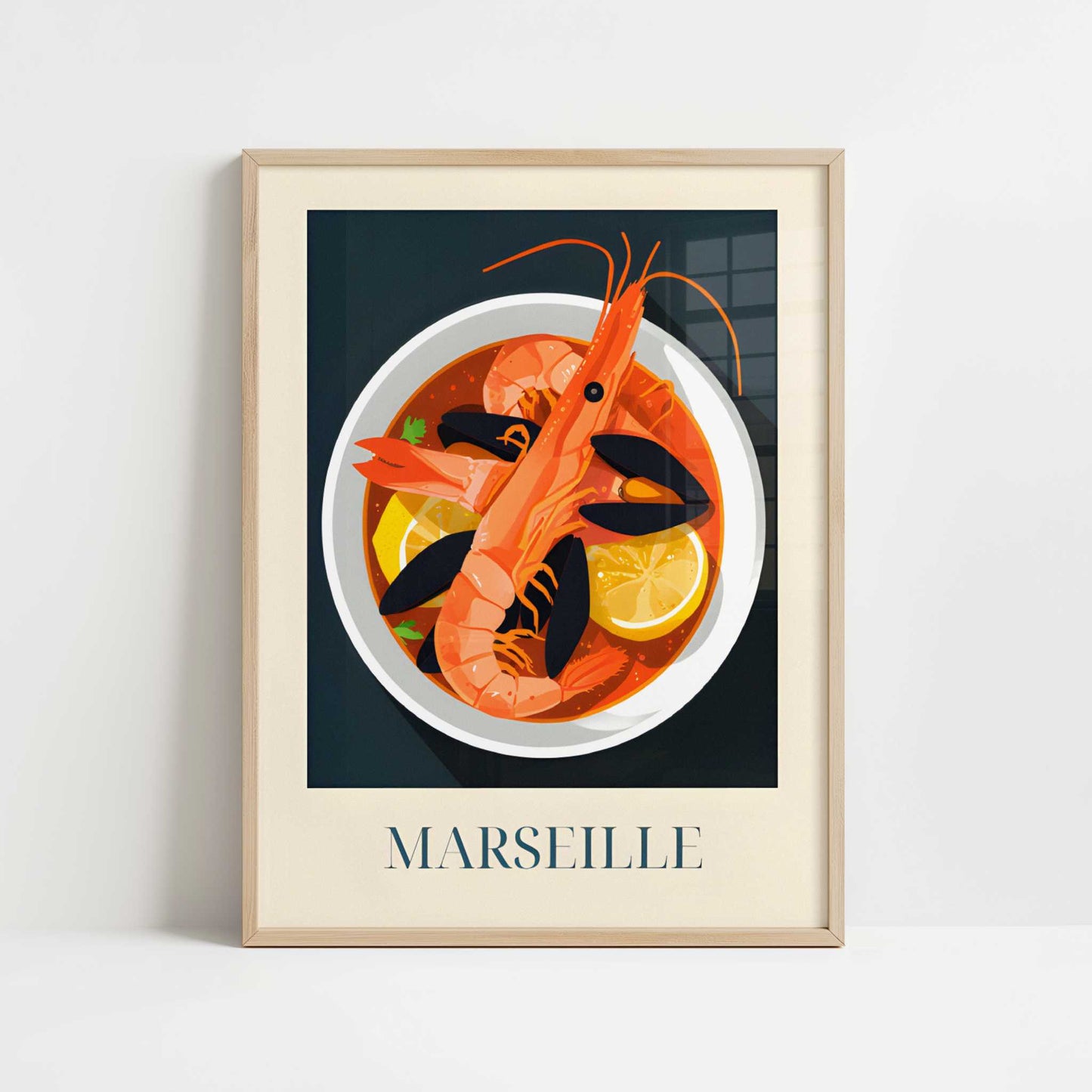 Bouillabaisse soup from Marseille, France - Art Print - Art print in oak frame