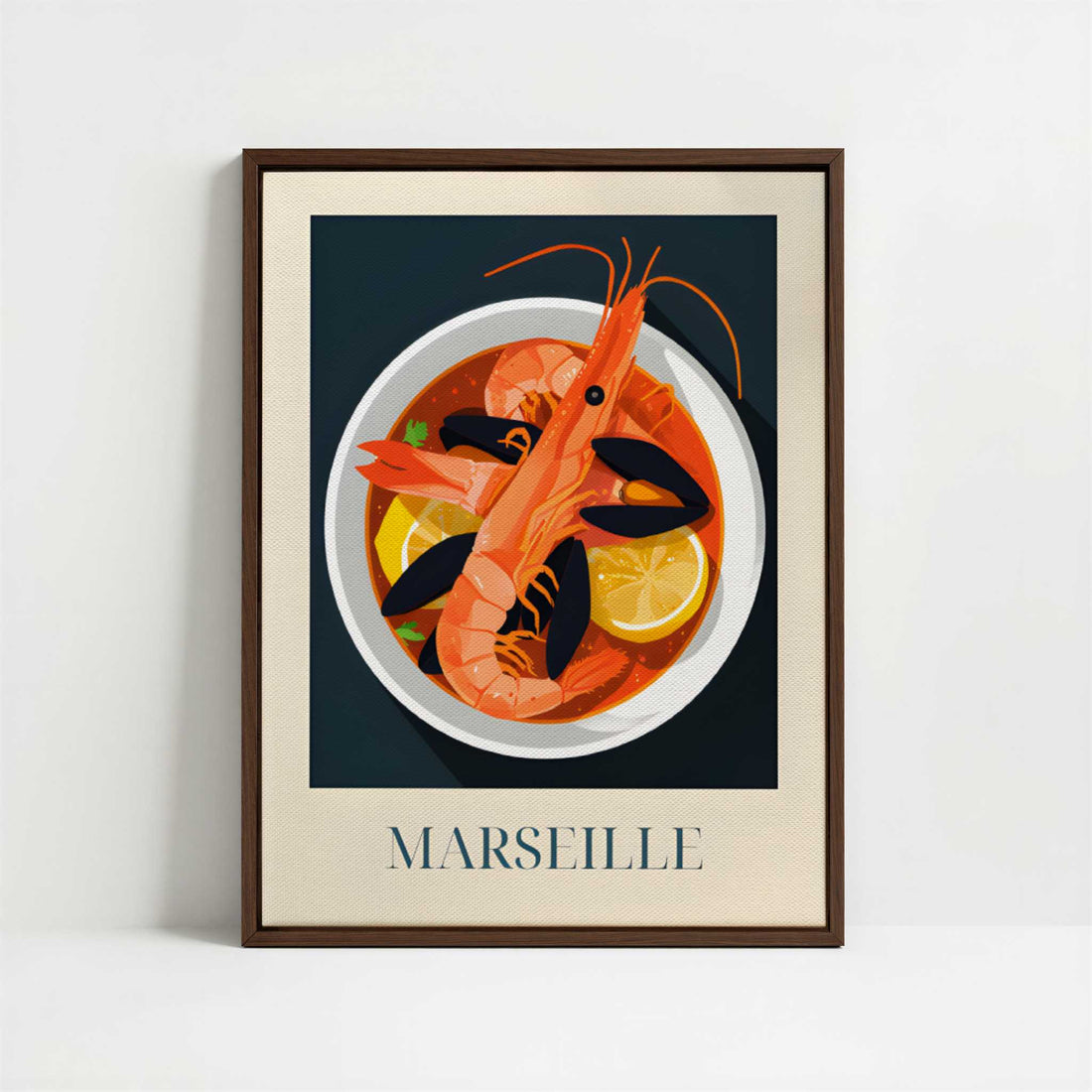 Framed Canvas - Framed canvas in dark wood color frame