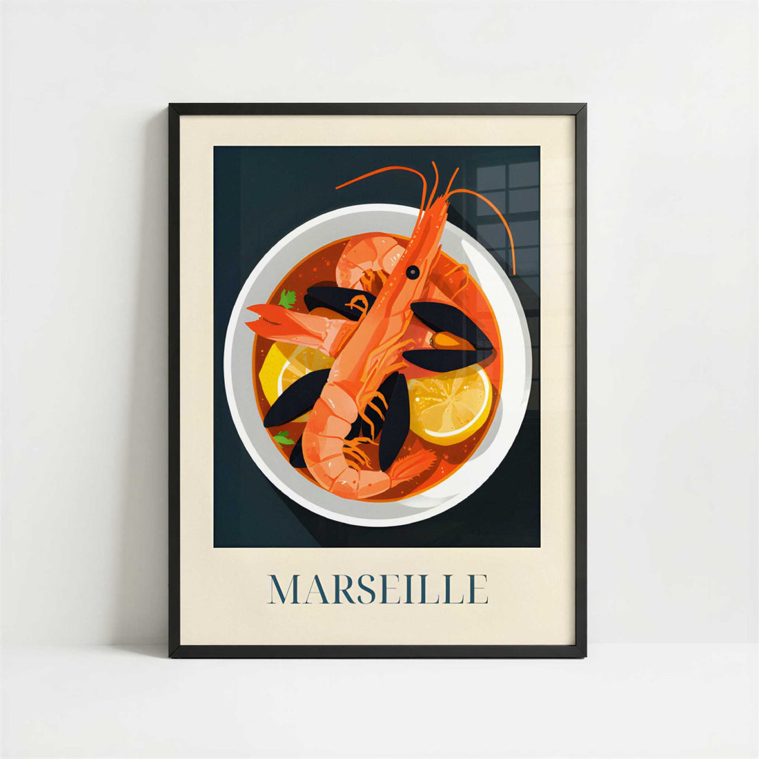 Bouillabaisse soup from Marseille, France - Art Print - Art print in black frame