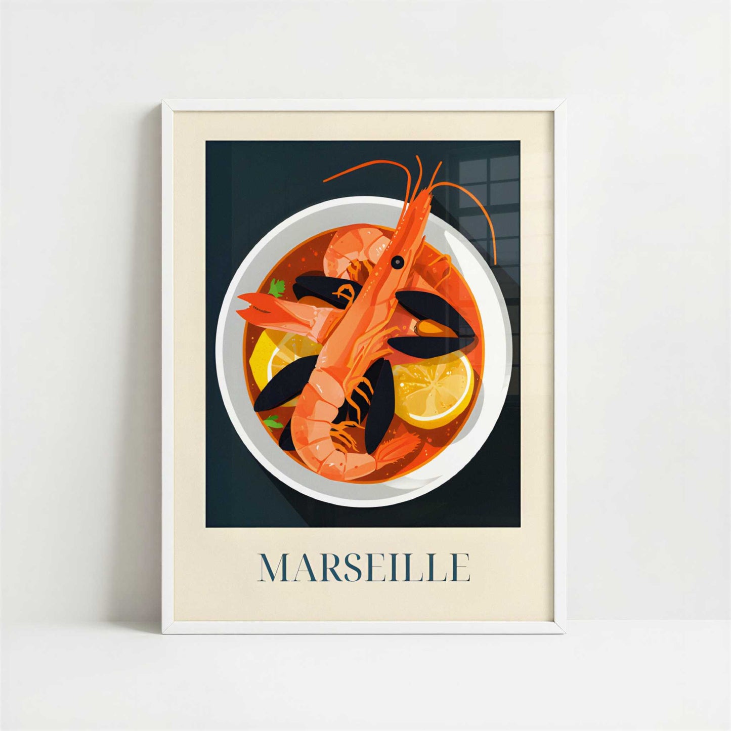 Bouillabaisse soup from Marseille, France - Art Print - Art print in white frame
