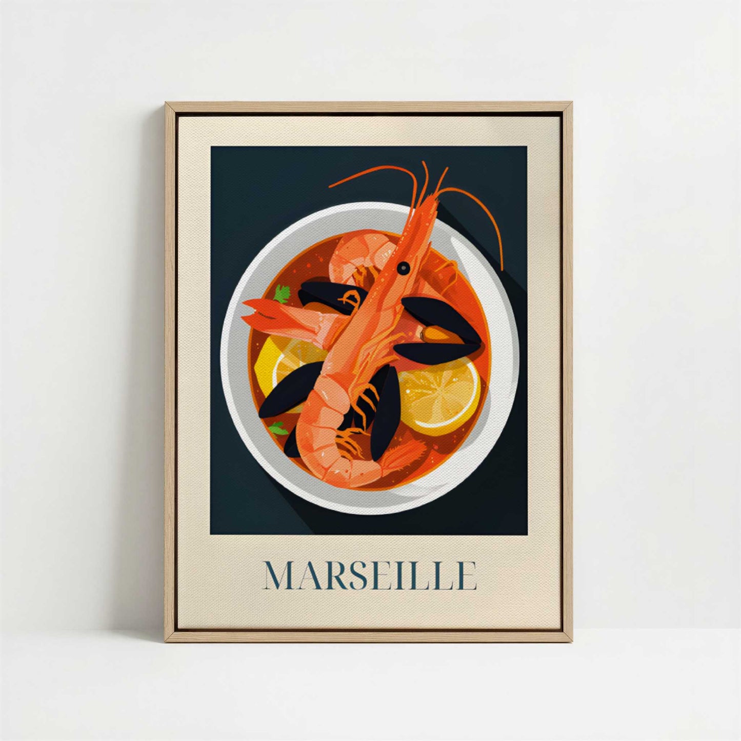 Framed Canvas - Framed canvas in oak color frame