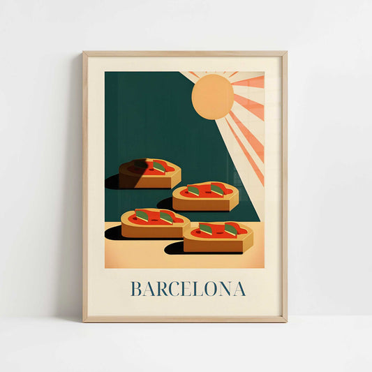 Bruschetta from Barcelona, Spain - Art Print - Art print in oak frame