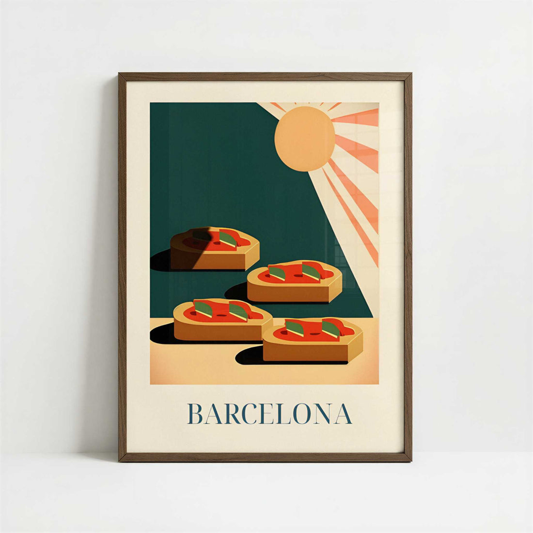 Bruschetta from Barcelona, Spain - Art Print - Art print in dark wood frame