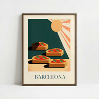 Bruschetta from Barcelona, Spain - Art Print - Art print in dark wood frame