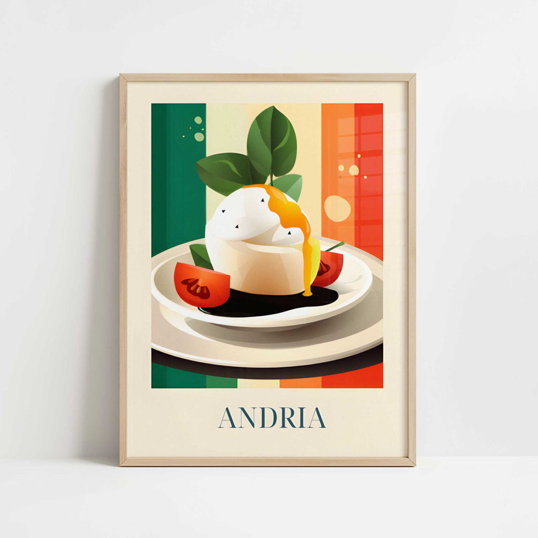 Burrata from Andria, Italy - Art Print - Art print in oak frame