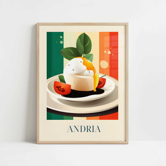 Burrata from Andria, Italy - Art Print - Art print in oak frame