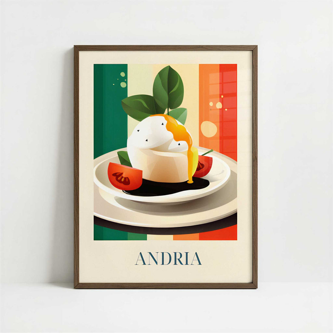 Burrata from Andria, Italy - Art Print - Art print in dark wood frame