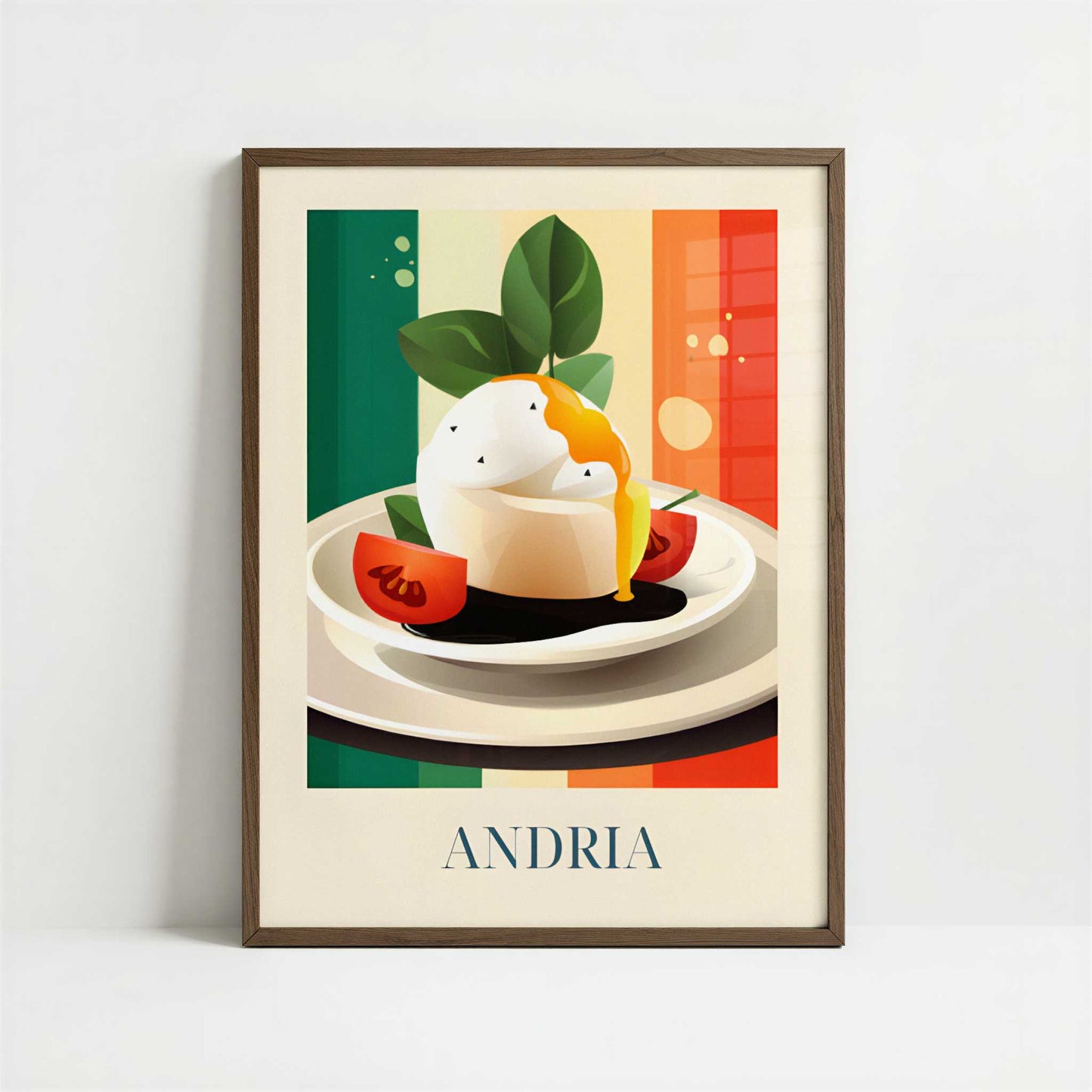 Burrata from Andria, Italy - Art Print - Art print in dark wood frame