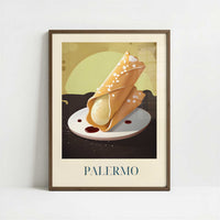Cannoli from Palermo, Italy - Art Print - Art print in dark wood frame