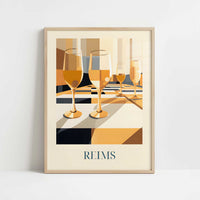 Champagne from Reims, France - Art Print - Art print in oak frame
