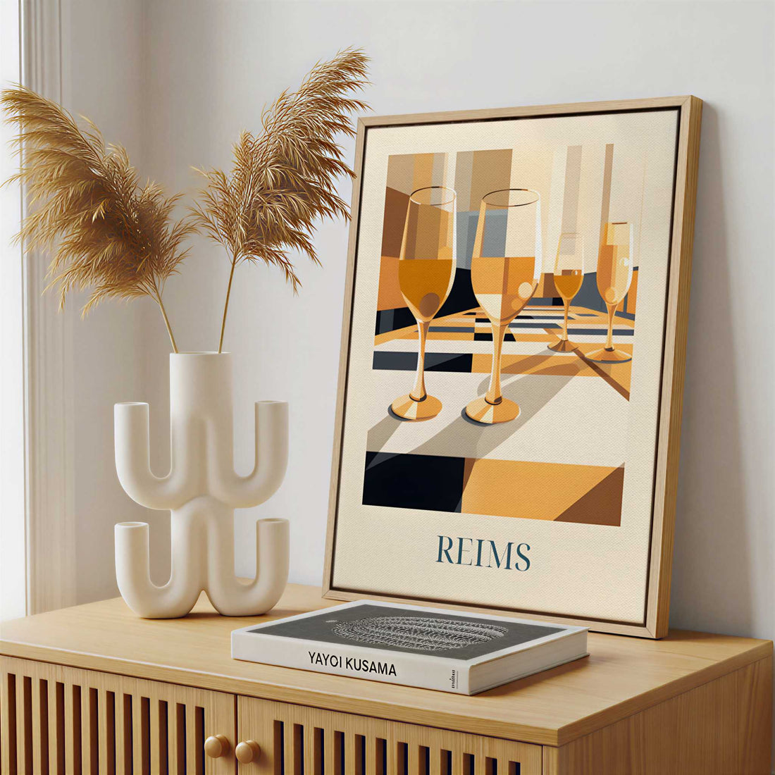Framed Canvas - Framed canvas in a stylish interior setting