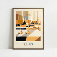 Champagne from Reims, France - Art Print - Art print in dark wood frame