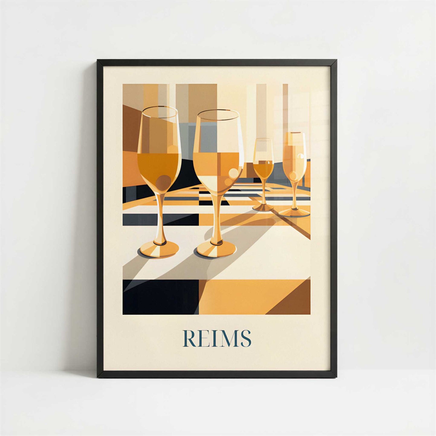 Champagne from Reims, France - Art Print - Art print in black frame