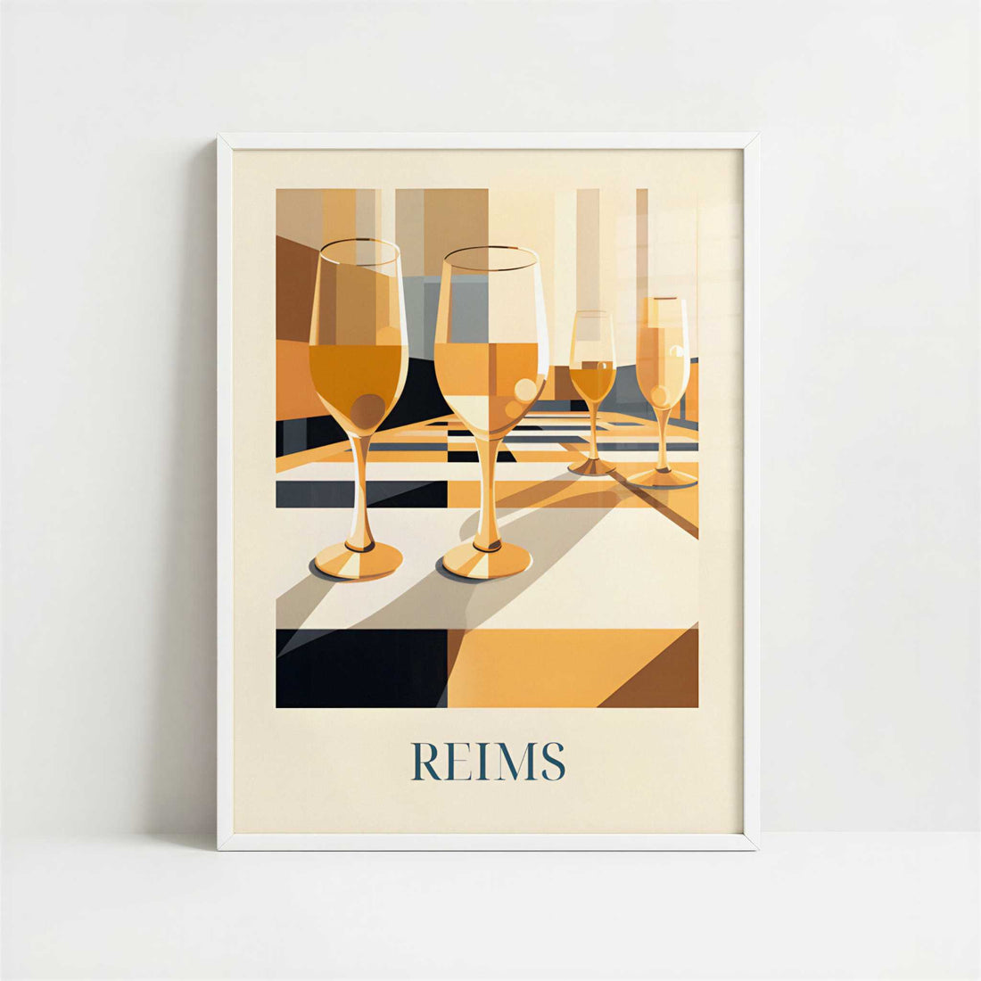 Champagne from Reims, France - Art Print - Art print in white frame
