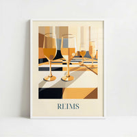 Champagne from Reims, France - Art Print - Art print in white frame