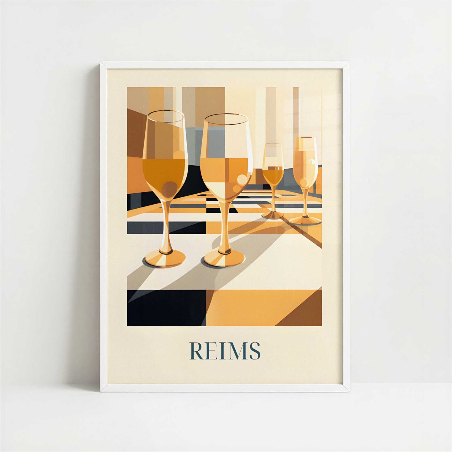 Champagne from Reims, France - Art Print - Art print in white frame