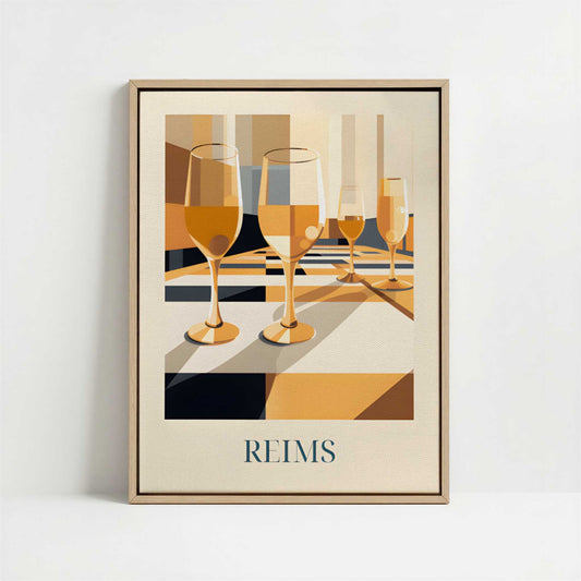 Framed Canvas - Framed canvas in oak color frame
