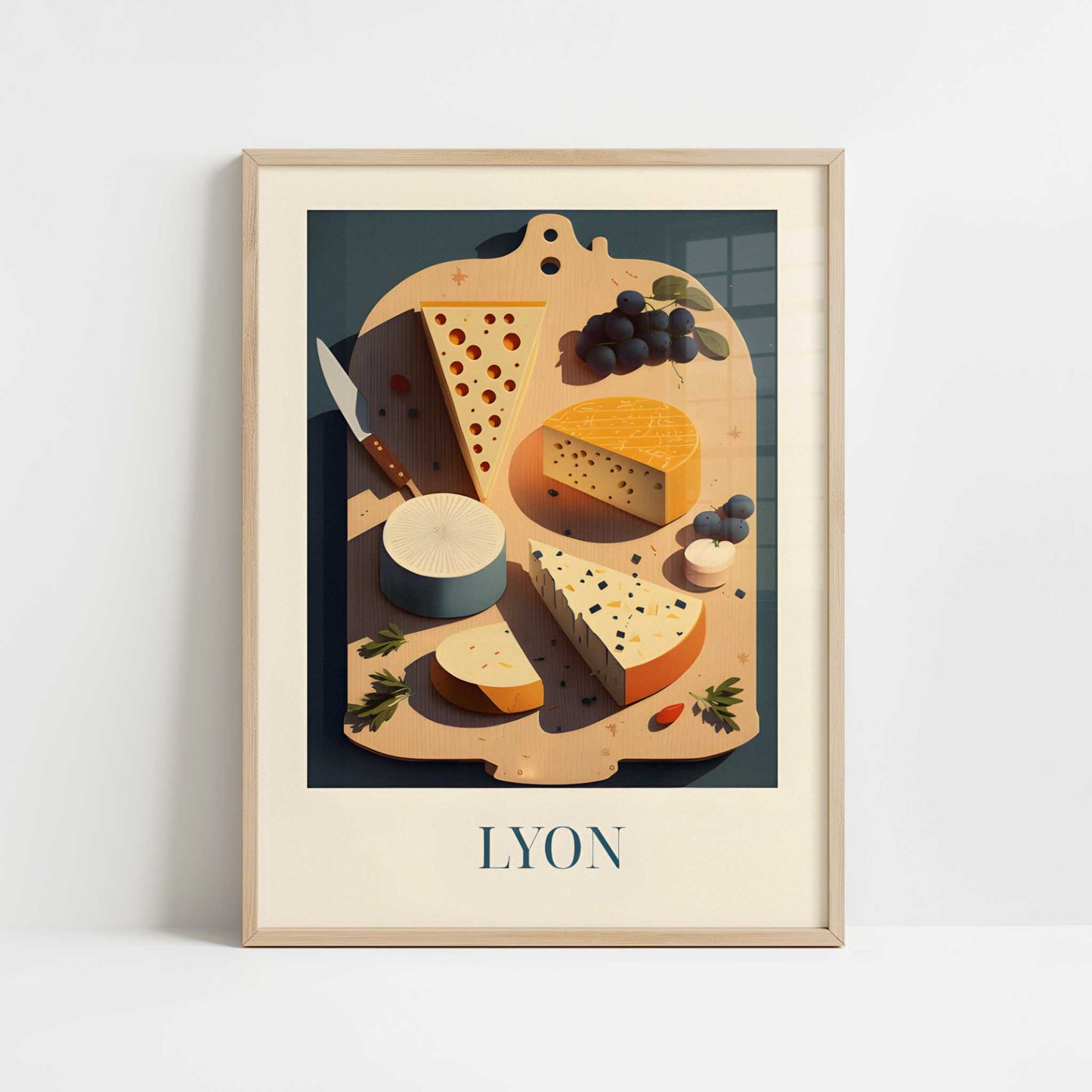 Charcuterie from Lyon, France - Art Print - Art print in oak frame