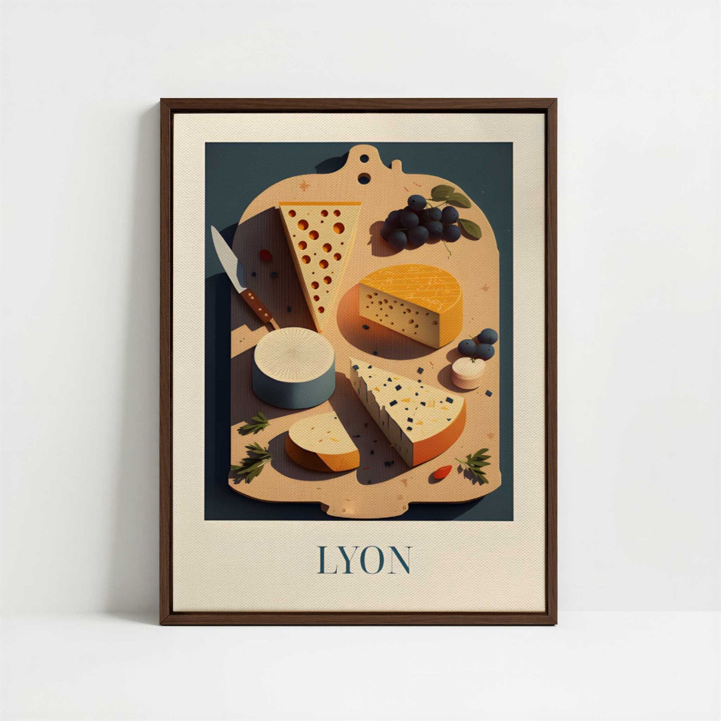 Framed Canvas - Framed canvas in dark wood color frame