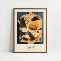 Charcuterie from Lyon, France - Art Print - Art print in dark wood frame