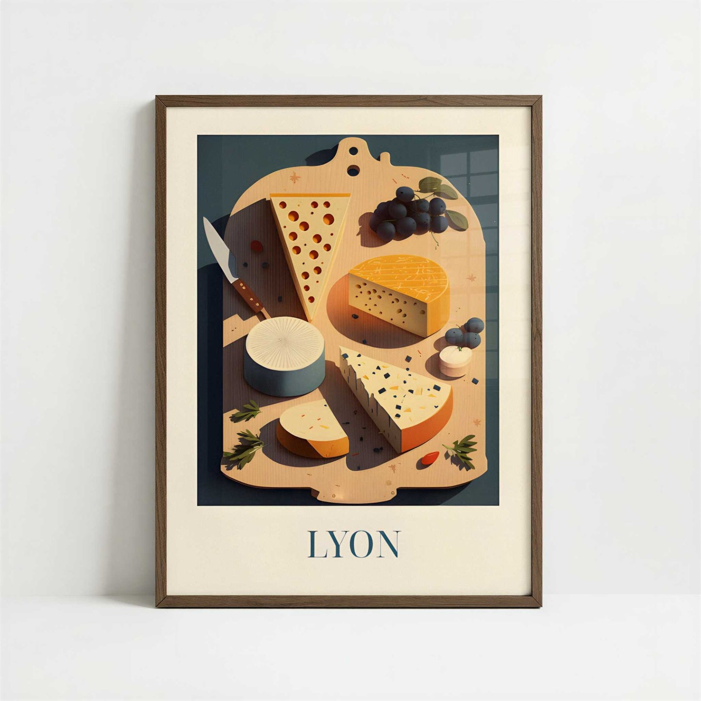 Charcuterie from Lyon, France - Art Print - Art print in dark wood frame