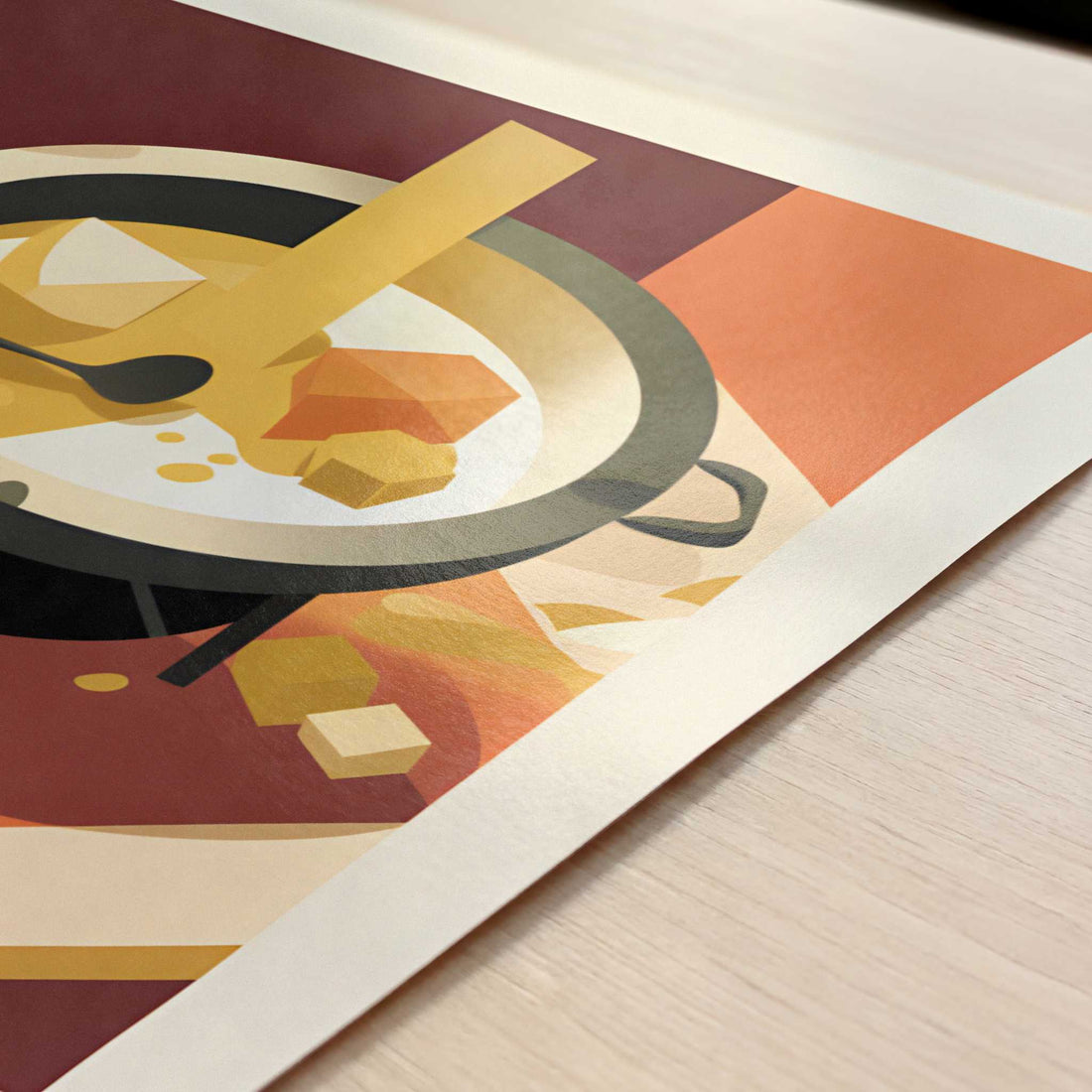Cheese fondue from Geneva, Switzerland - Art Print - Close-up detail of the art print