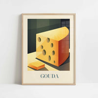 Cheese from Gouda, the Netherlands - Art Print - Art print in oak frame