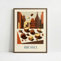 Chocolates from Brussels, Belgium - Art Print - Art print in dark wood frame