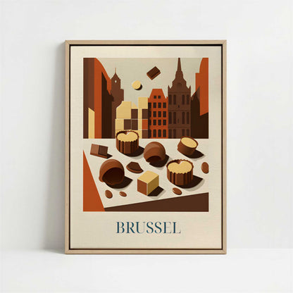 Framed Canvas - Framed canvas in oak color frame