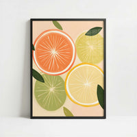 Citrus Fruit in Bohemian Style - Art Print - Art print in black frame